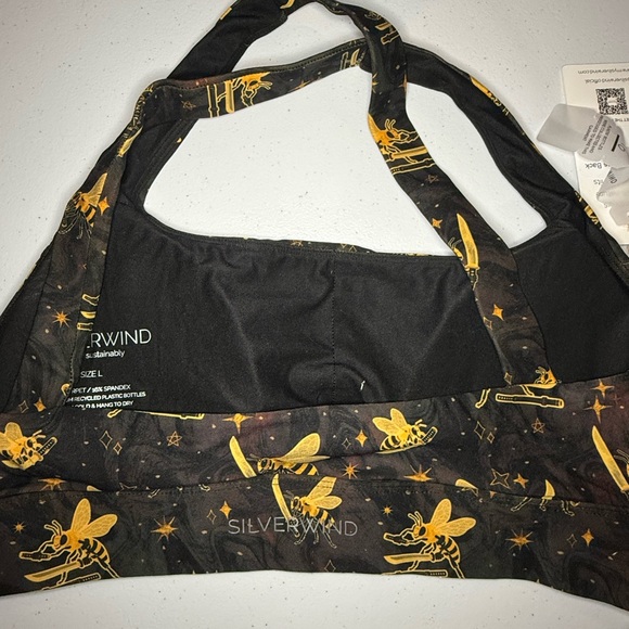 NWT Silverwind  Black and Gold Bee Pattern Bra - Picture 3 of 6